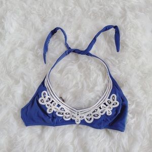 Victoria's Secret Blue & White Crochet Bikini Top